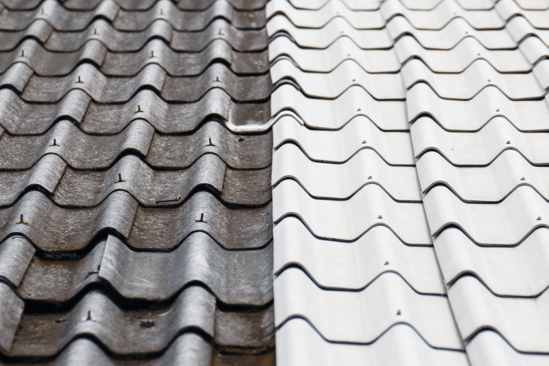 Two different types of asbestos in roof tiles.