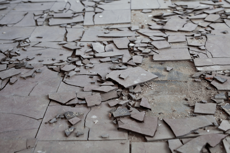 Broken asbestos tiles.